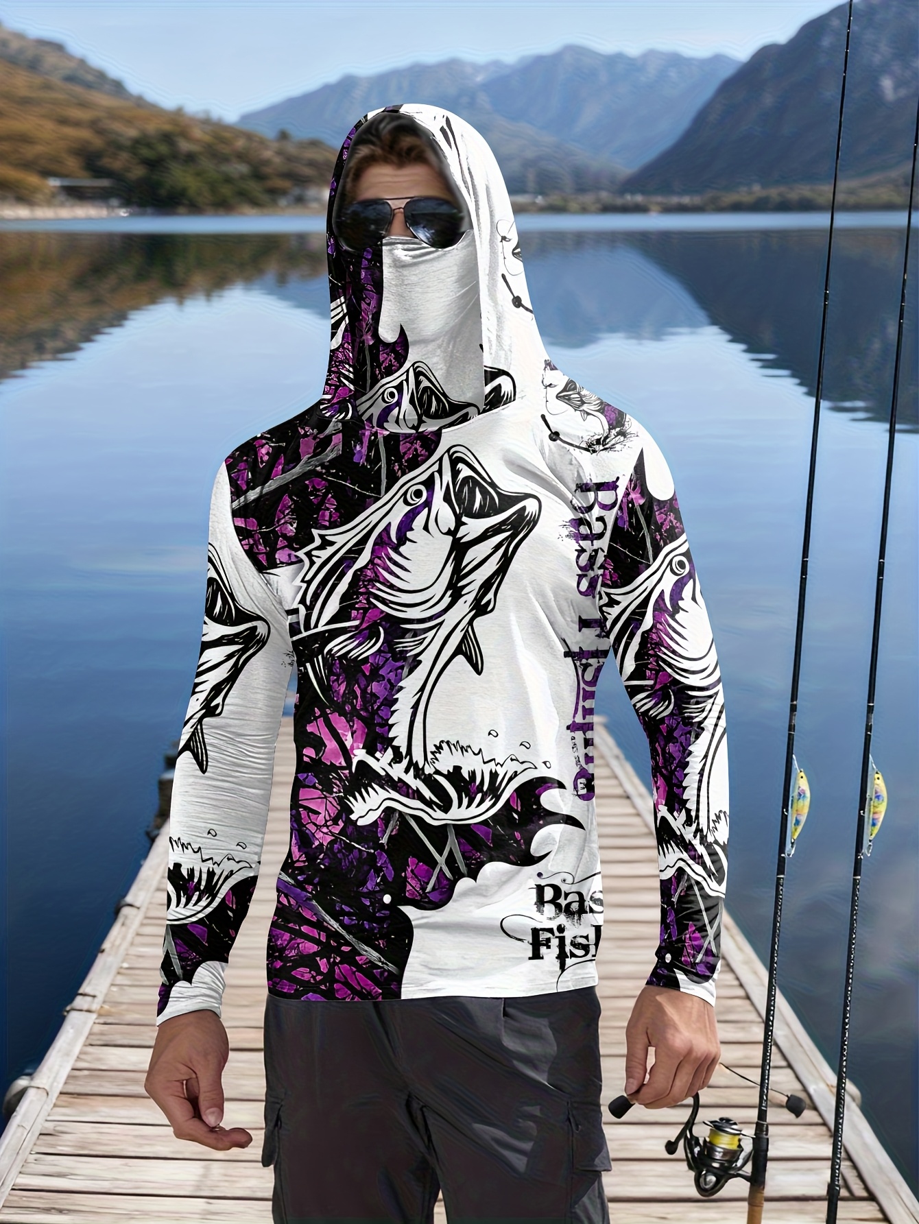 Hunting & Outdoor As - Fishing hooded sweatshirt for men long-sleeved