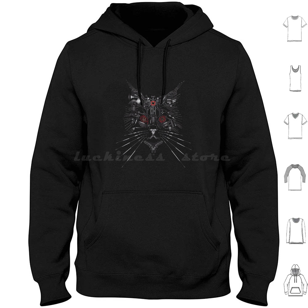 Wildman Hunting & Outdoor - Cyber Hacker Cat Hoodies Long Sleeve