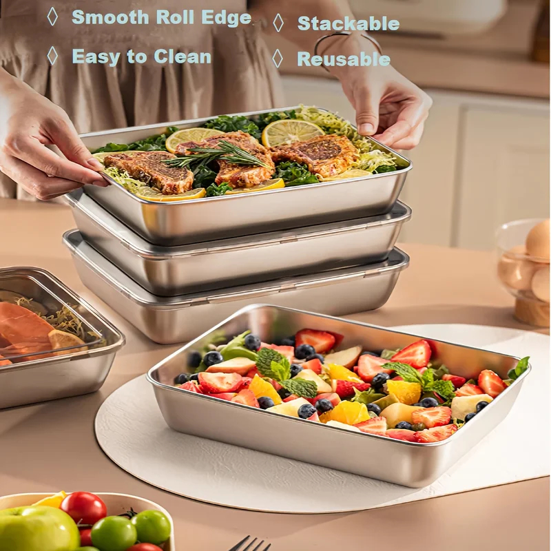 Outdoor Hunting Kitchen - 3pcs Stainless Steel Food Containers &