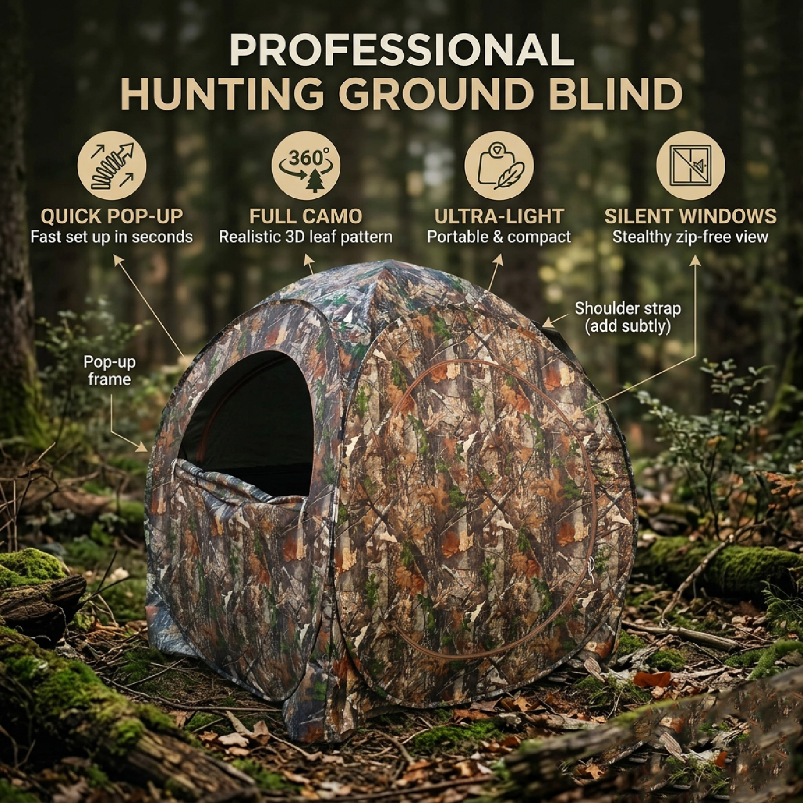 Camouflage Pop-Up Hunting Blin - Hunting & Outdoor As reseña y precio