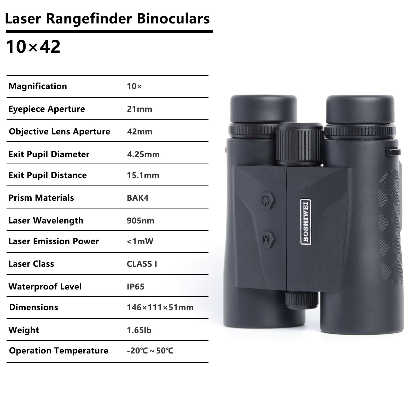 BOSHIWEI 10x42 Laser Rangefind - Rangefinder Laser Hunting reseña y precio