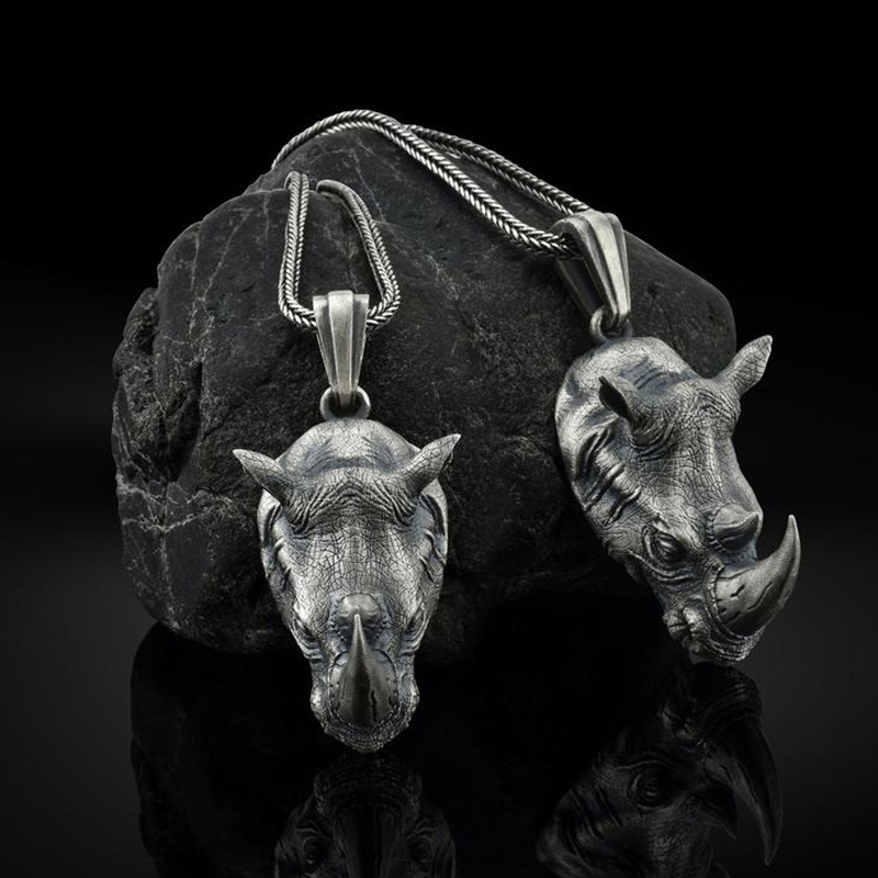 1Pcs Pure Tin Rhino Head Penda - Wildman Hunting & Outdoor reseña y precio