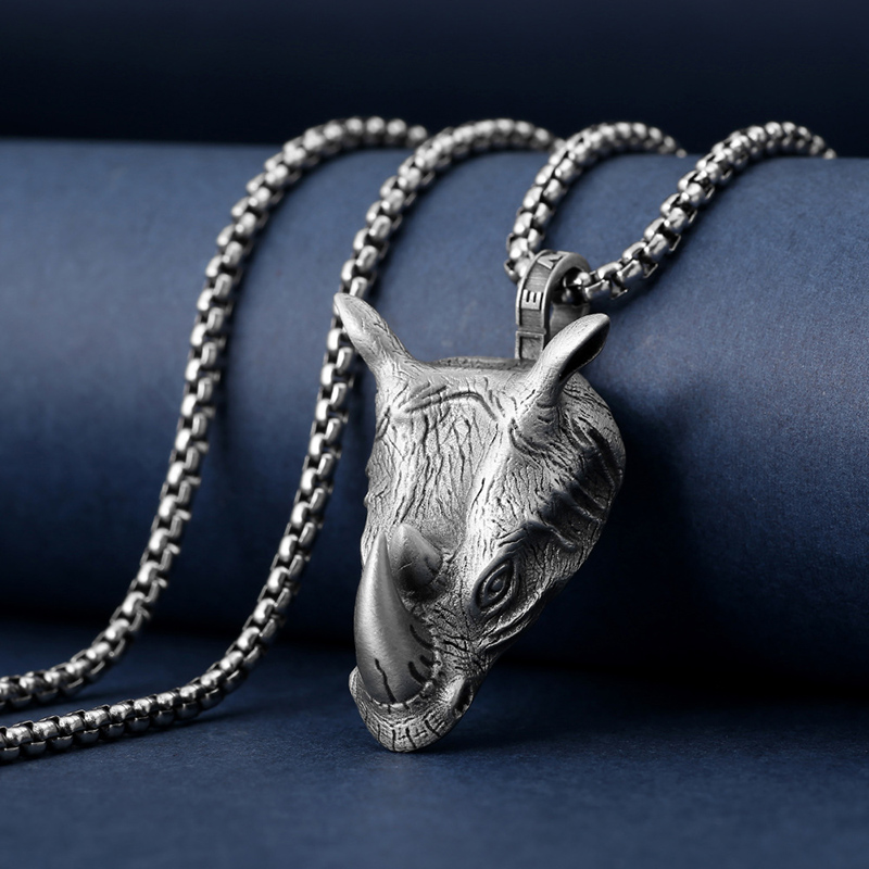 1Pcs Pure Tin Rhino Head Penda - Wildman Hunting & Outdoor reseña y precio