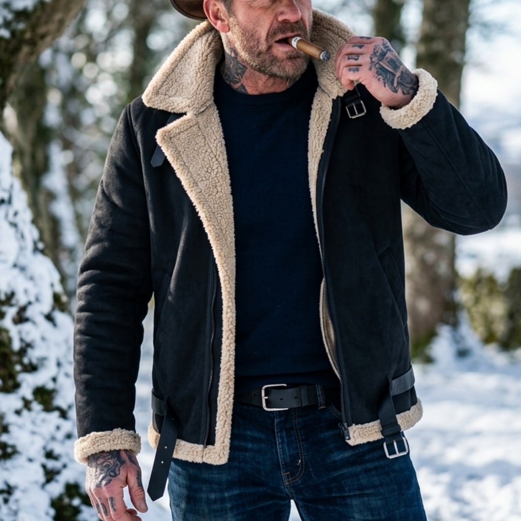 Men Winter Faux Suede Jacket F - Outdoor Hunting Fleece reseña y precio