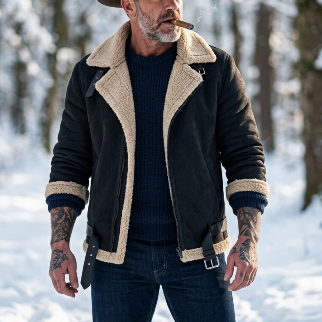 Men Winter Faux Suede Jacket F - Outdoor Hunting Fleece reseña y precio