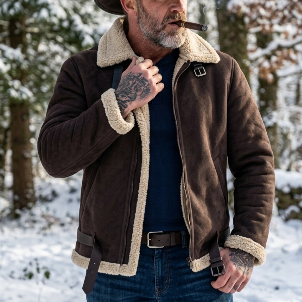 Men Winter Faux Suede Jacket F - Outdoor Hunting Fleece reseña y precio