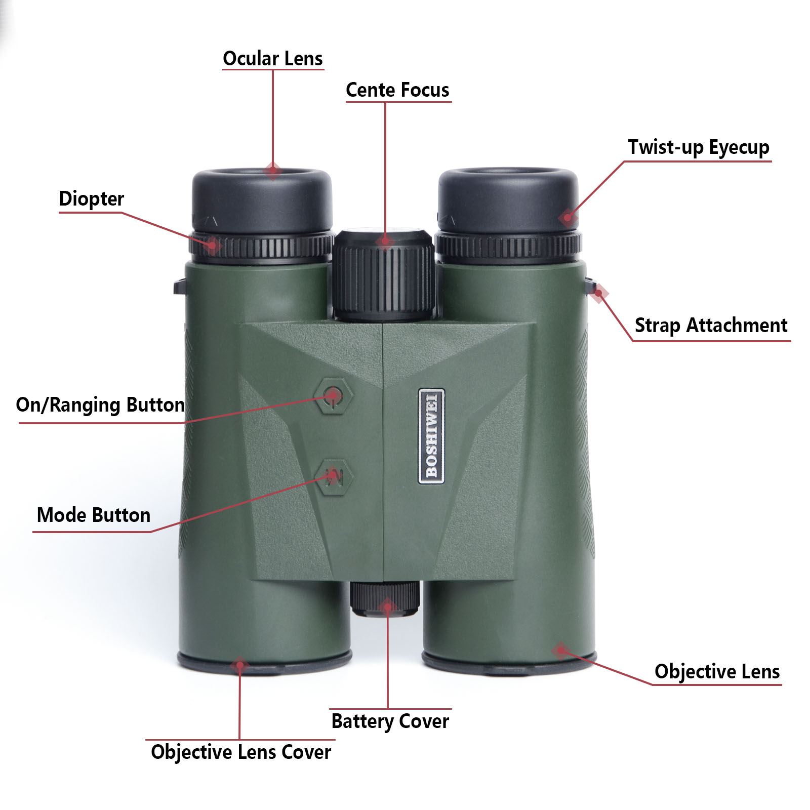 BOSHIWEI 10x42 Laser Rangefind - Rangefinder Laser Hunting reseña y precio
